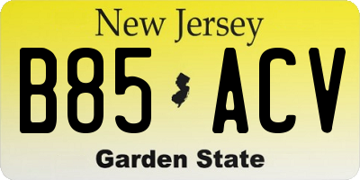 NJ license plate B85ACV
