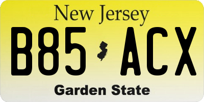NJ license plate B85ACX