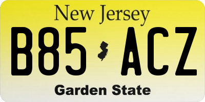 NJ license plate B85ACZ