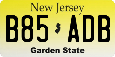 NJ license plate B85ADB
