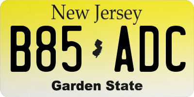 NJ license plate B85ADC