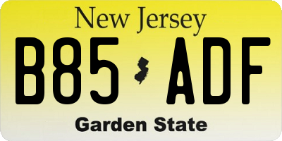 NJ license plate B85ADF