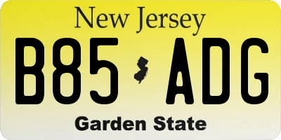 NJ license plate B85ADG
