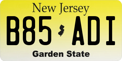 NJ license plate B85ADI