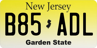 NJ license plate B85ADL