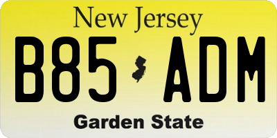 NJ license plate B85ADM