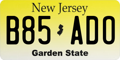NJ license plate B85ADO