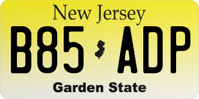 NJ license plate B85ADP