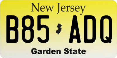 NJ license plate B85ADQ