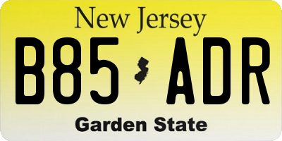 NJ license plate B85ADR