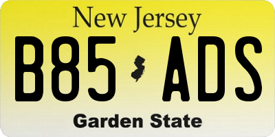 NJ license plate B85ADS