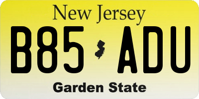 NJ license plate B85ADU