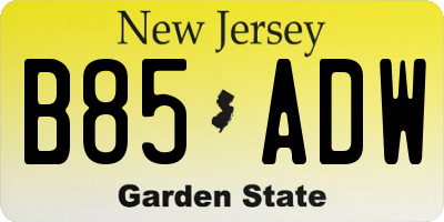 NJ license plate B85ADW