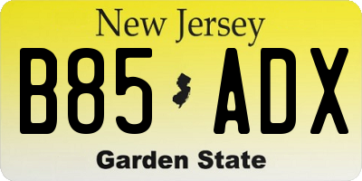 NJ license plate B85ADX
