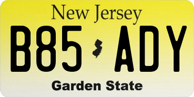 NJ license plate B85ADY
