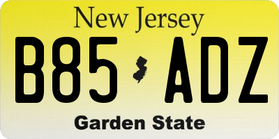 NJ license plate B85ADZ