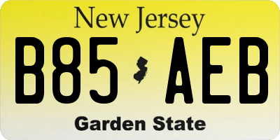 NJ license plate B85AEB