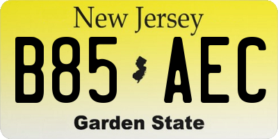 NJ license plate B85AEC