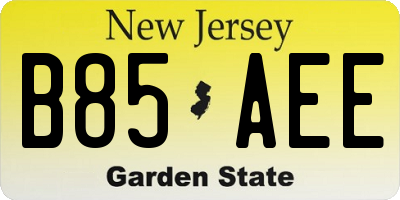 NJ license plate B85AEE