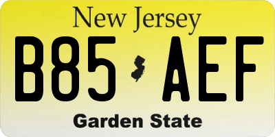 NJ license plate B85AEF