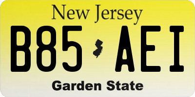 NJ license plate B85AEI