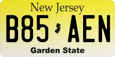 NJ license plate B85AEN
