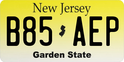NJ license plate B85AEP