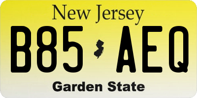 NJ license plate B85AEQ