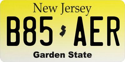 NJ license plate B85AER