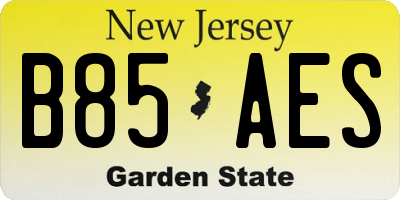 NJ license plate B85AES