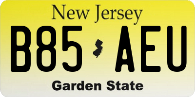 NJ license plate B85AEU