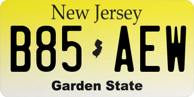 NJ license plate B85AEW