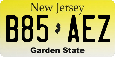 NJ license plate B85AEZ