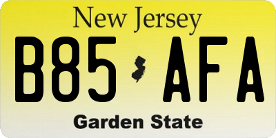 NJ license plate B85AFA