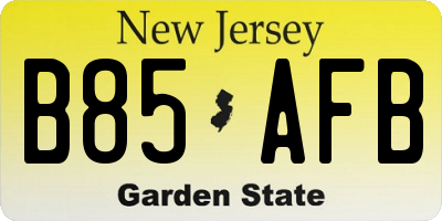 NJ license plate B85AFB