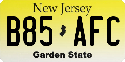 NJ license plate B85AFC