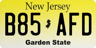 NJ license plate B85AFD