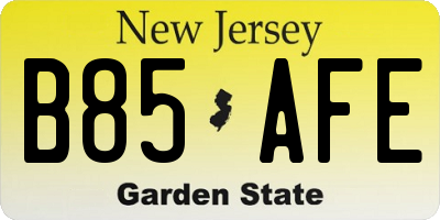 NJ license plate B85AFE
