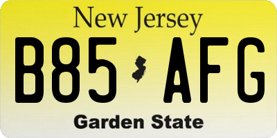 NJ license plate B85AFG