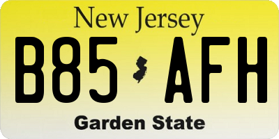 NJ license plate B85AFH