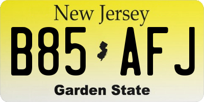 NJ license plate B85AFJ