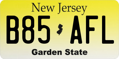 NJ license plate B85AFL