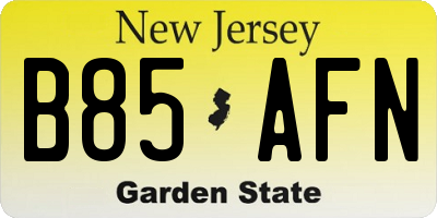 NJ license plate B85AFN