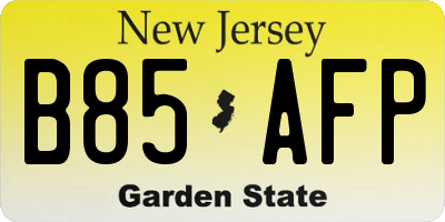 NJ license plate B85AFP