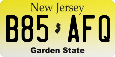 NJ license plate B85AFQ