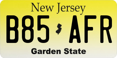 NJ license plate B85AFR