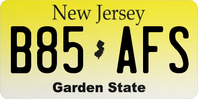 NJ license plate B85AFS