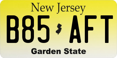 NJ license plate B85AFT
