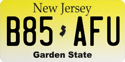 NJ license plate B85AFU