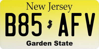 NJ license plate B85AFV